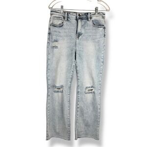 Risen Jeans Womens Size 9 29 Light Wash Grunge Ripped Cropped Denim‎ Streetwear